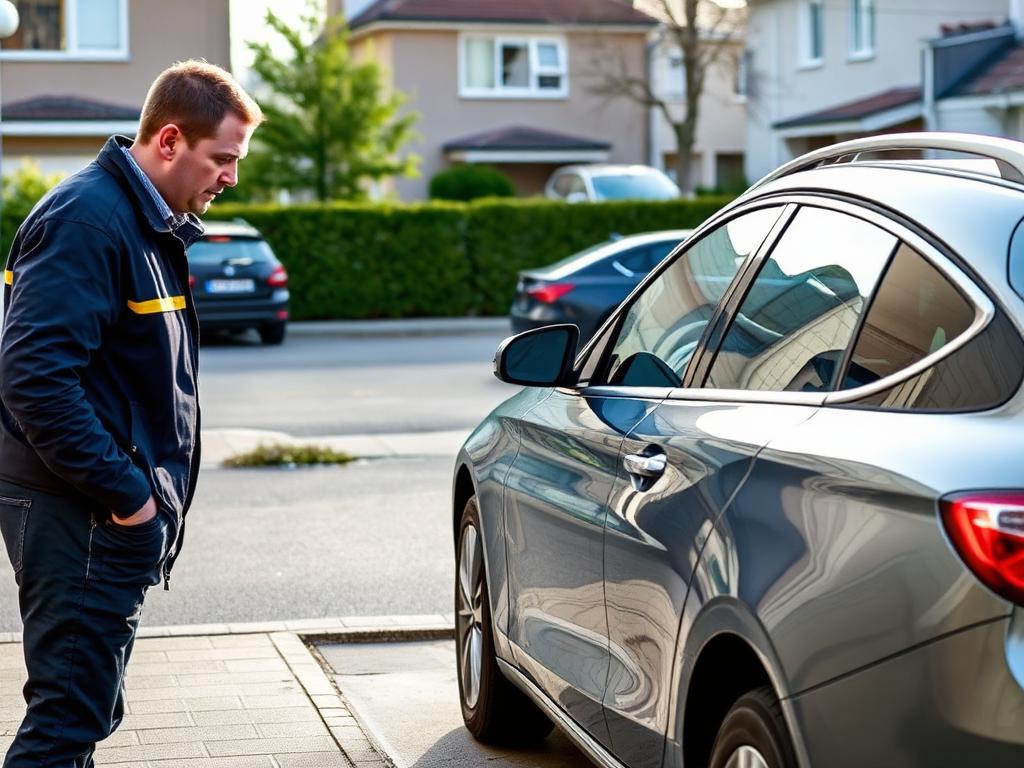 KFZ Gutachter Bremen Arsten bei der Begutachtung eines Unfallschadens